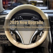 15" Steering Wheel Cover Genuine Leather For Chevrolet Beige