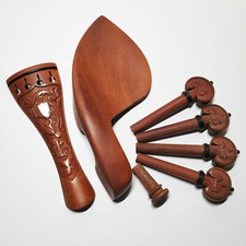 4/4 Violin Jujube Wood Fitting Tailpiece Chinrest Pegs Carving Violion Cordiera