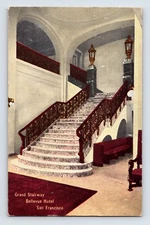 Postcard California San Francisco CA Bellevue Hotel Grand Stairway 1911 Posted