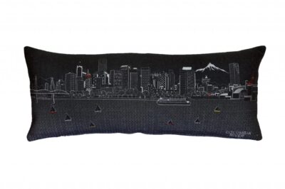 35 Black Portland Nighttime Skyline Lumbar Decorative Pillow