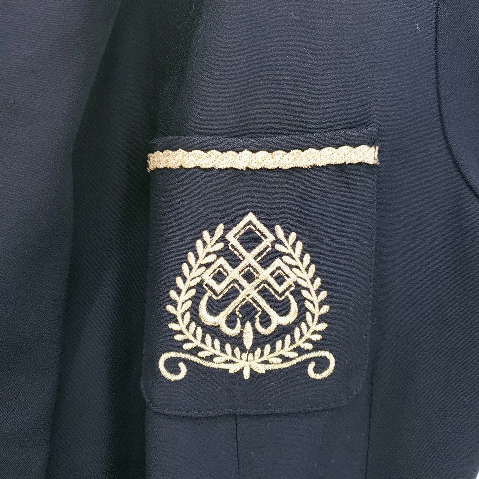 Nuevo de Colección Años 80 R&M RichardsKaren Kwong Blazer Negro Ajustado Borde Botón Dorado Talla 10 Foto 4 de 4