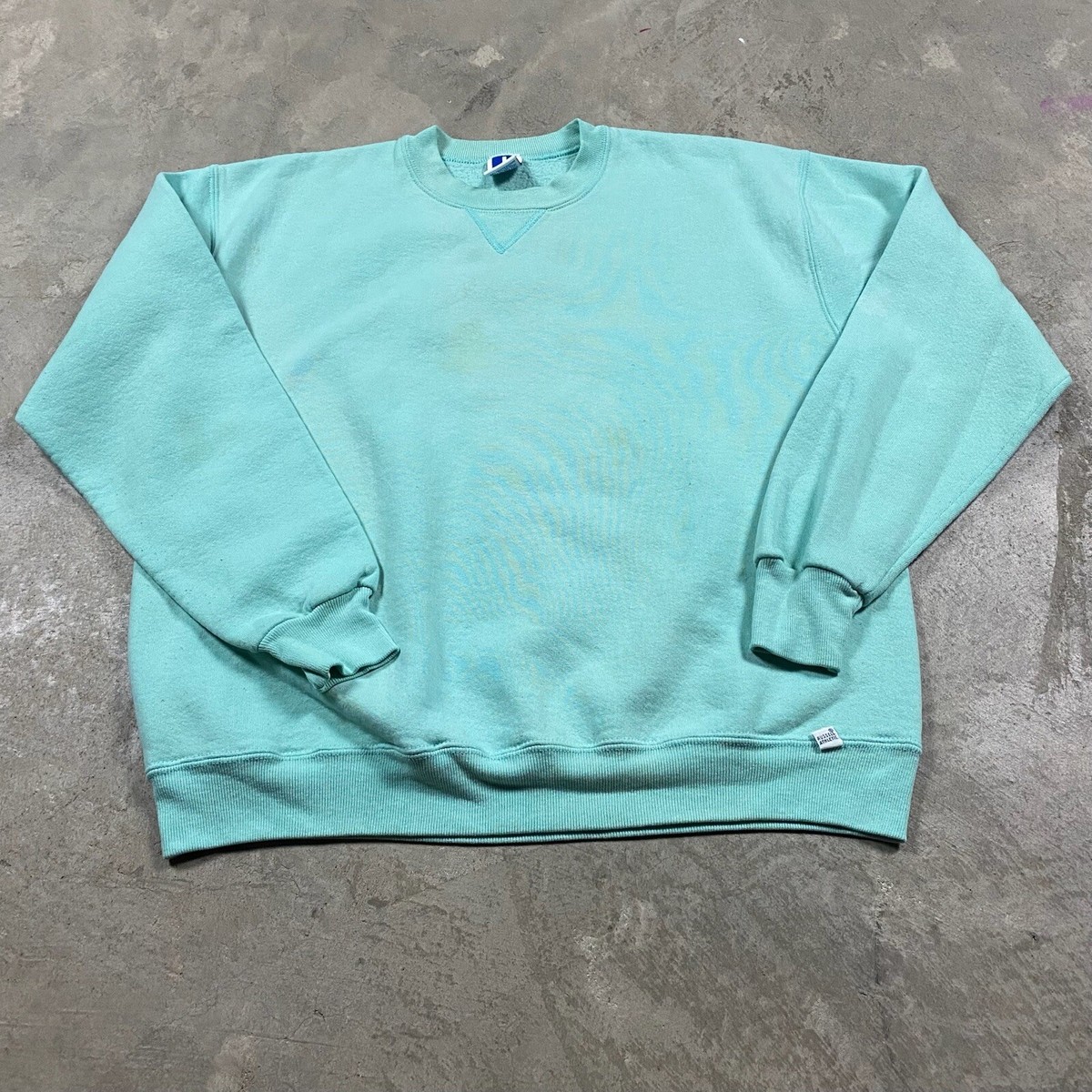 90s VTG RUSSELL ATHLETIC L Sweatshirt Made USA Sea Foam 90s VTG RUSSELL ATHLETIC L Sweatshirt Made USA Sea Foam