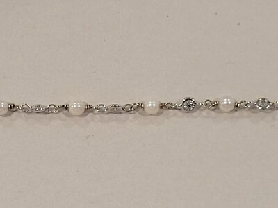 Diamant und Perlenkette 14 Karat Weißgold Collier