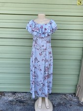 ZARA WOMAN COLLECTION BLUE FLORAL DRESS MEDIUM RUFFLED 100% VISCOSE B690