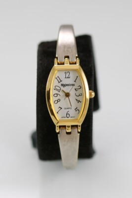 Majestron Watch Women Gold Silver Stainless Steel WR Battery White Quartz