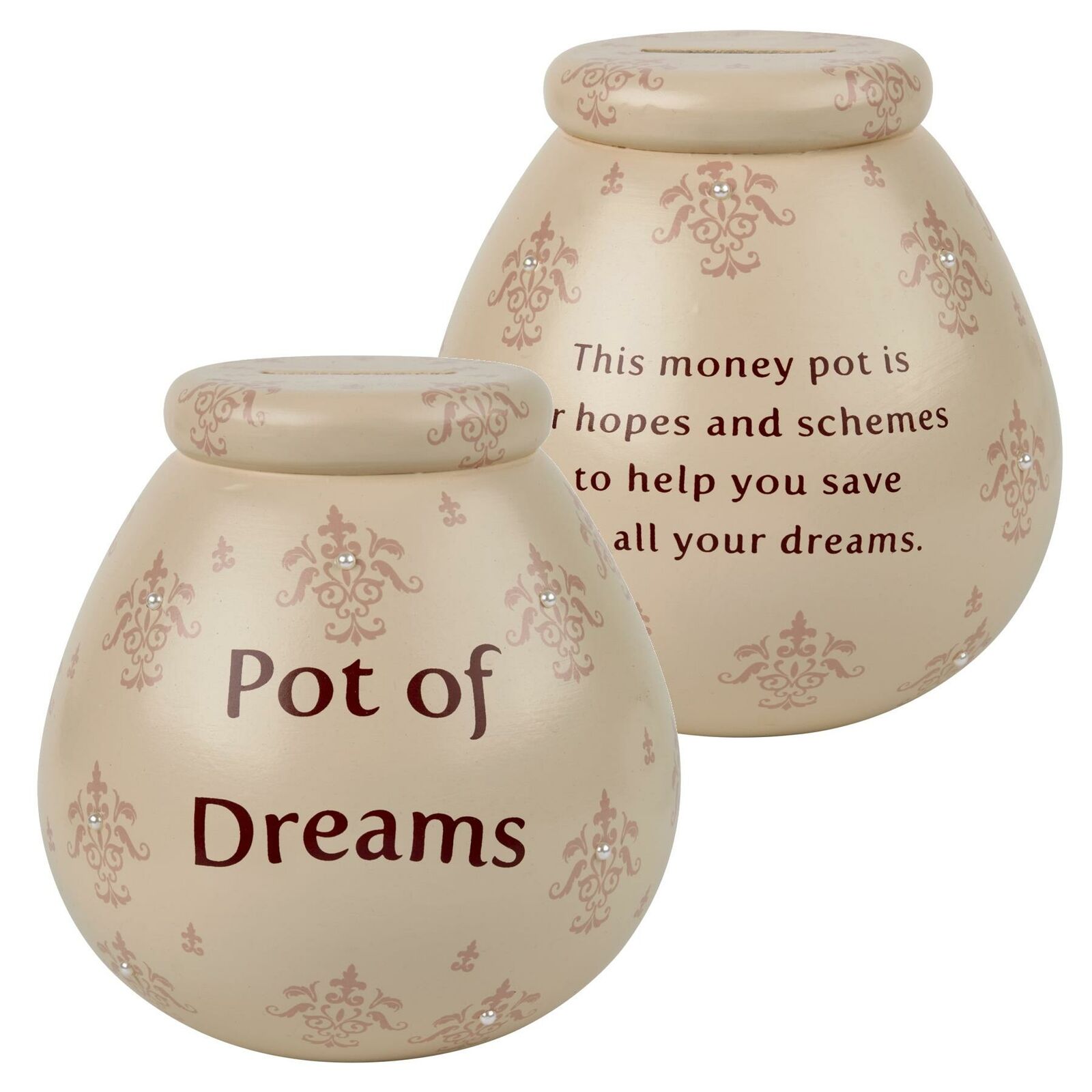 Pot of Dreams Embellished Ceramic Break To Open Smash Money Box - Fleur De Lys 