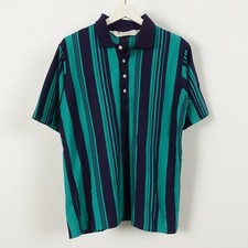 Vintage 80s Arnold Palmer Men's Striped Golf Polo Size Medium Green 4 Button