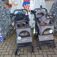 Faltbar Hundebuggy Hundewagen Jogger Hundekinderwagen mit Netzfenster 360 Drehen