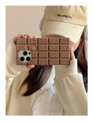 Süße quadratische Schokolade Rilakkuma Hülle Cover für iPhone 16 Pro Max 15 14 13 Pro - Bild 3 von 11
