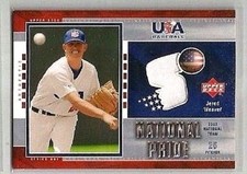JERED WEAVER 2003 UD USA BASEBALL NATIONAL PRIDE USA WORN JERSEY - ROOKIE