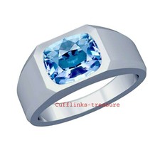 Natural Blue topaz Gemstone with 925 Sterling Silver Ring For Men's 78R