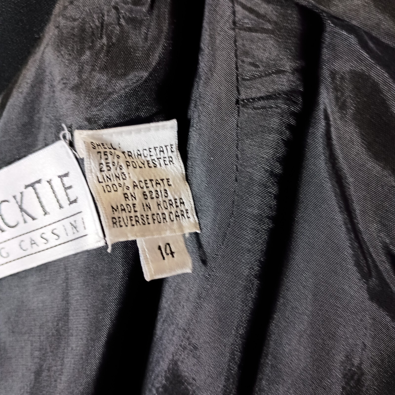 Oleg Cassini Black Tie Maxi Dress Womens 14 Black Sleeveless Front Slit Cocktail