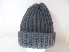 The Best XL Mens Warm Winter Hat Thick Dark Gray Handmade Crochet 2