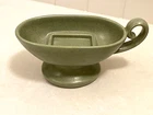 Vintage Small Haeger Speckled Matte Olive Green Floral Vase with Handle