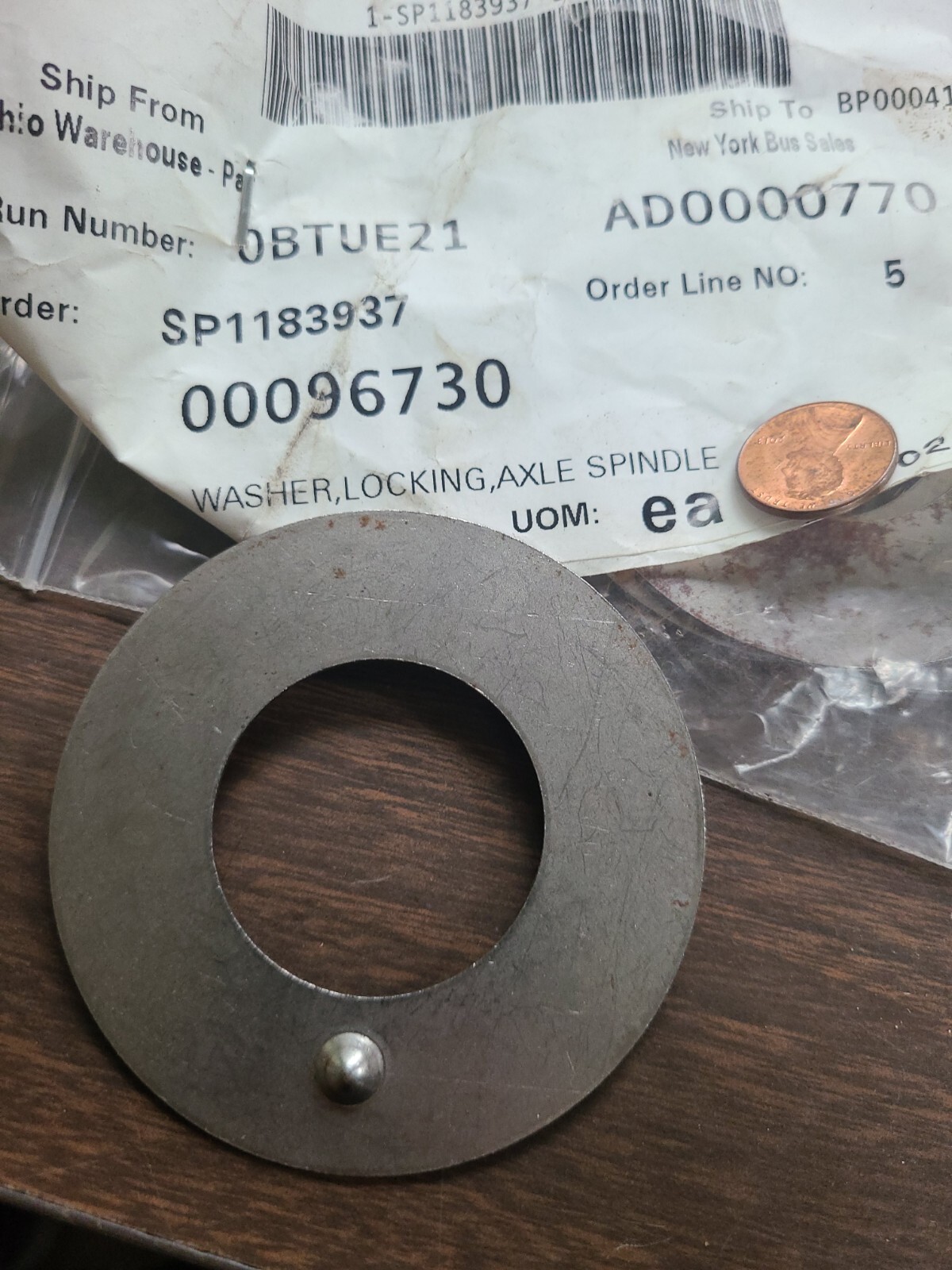Axle Spindle Lock Washer 00096730 Bluebird bus eBay
