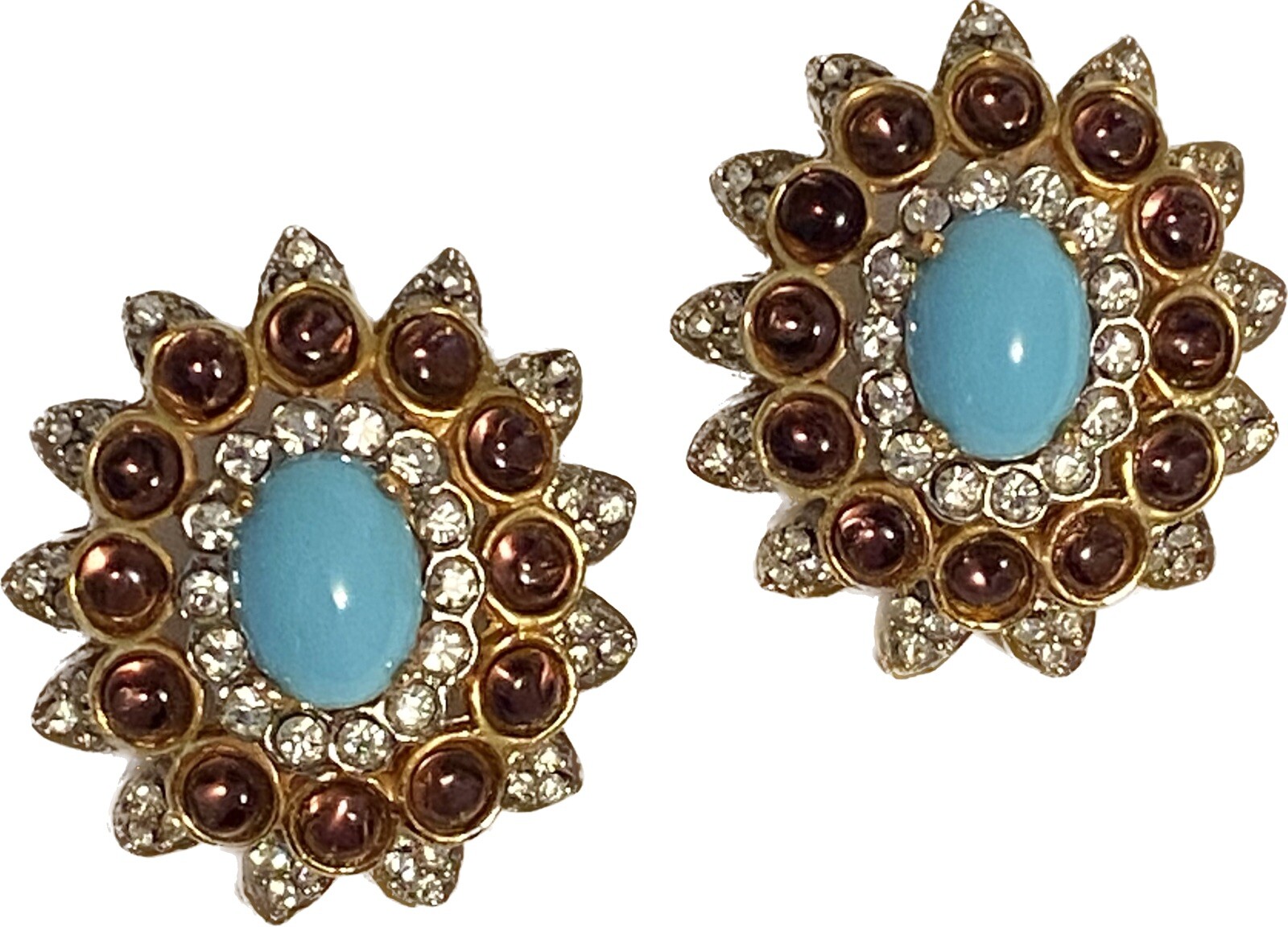 VTG Kenneth Jay Lane KJL Clip Earrings Turquoise … - image 7