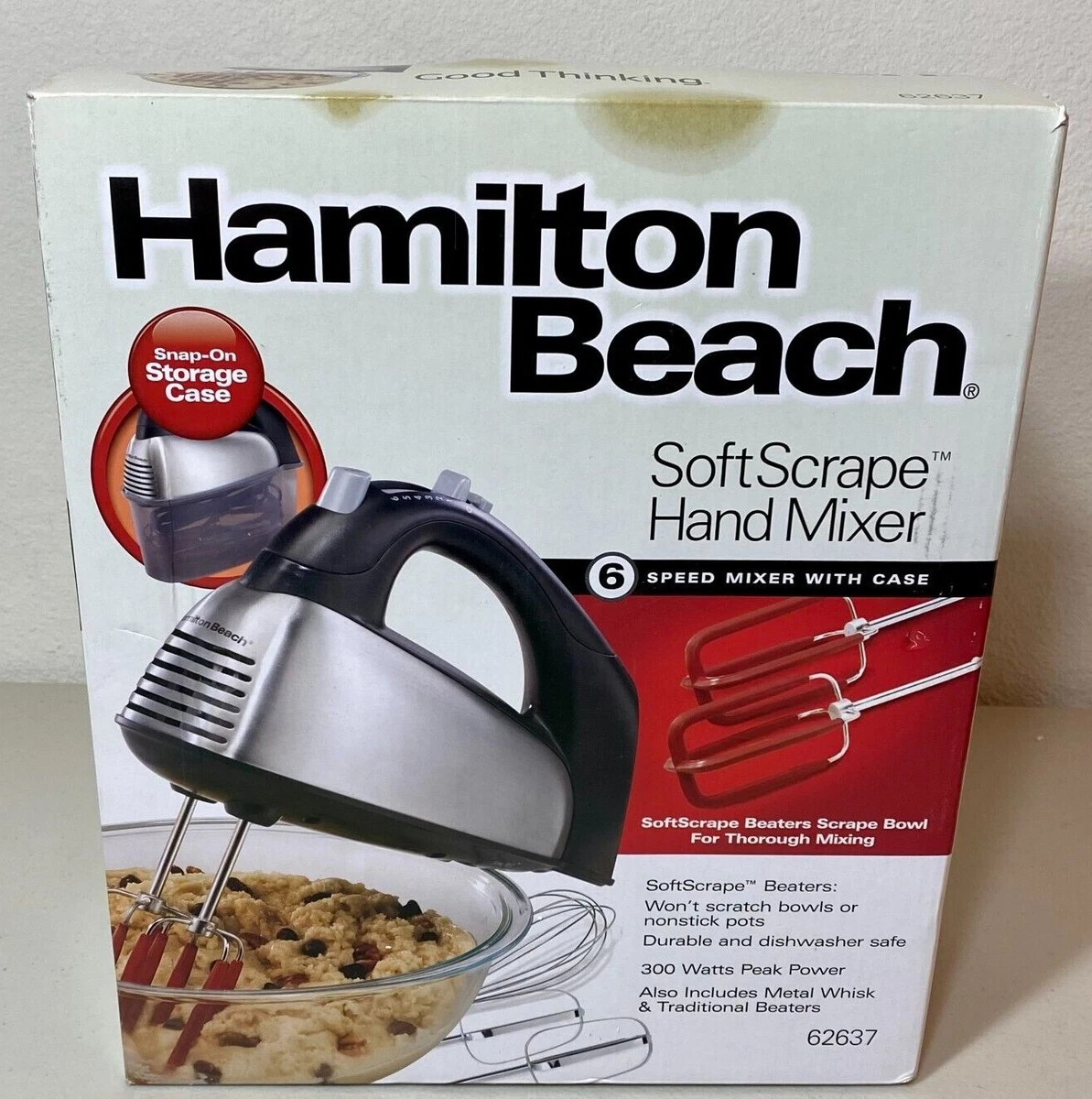 Hamilton Beach Red 6 Speed Hand Mixer with Beaters, Dough