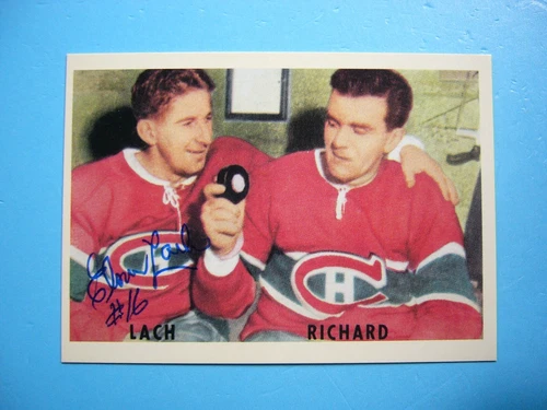 1993/94 PARKHURST NHL HOCKEY CARD #PR-30 ELMER LACH NM AUTO AUTOGRAPH M. RICHARD