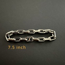 8mm Pure Titanium Chain Bracelet for Men's Flat O-Chain Anti Allergy 7.5 Inch