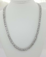 Round Baguette Diamond Chain Necklace 14K White Gold 20.28ct 6.9mm 21.5" Rtl 47k