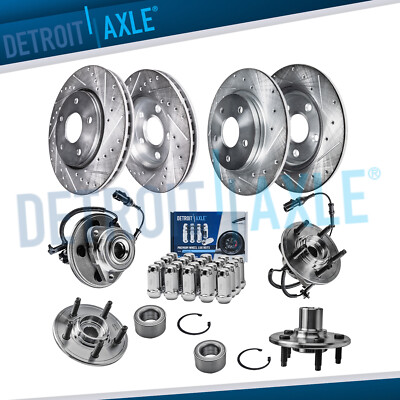 Front Rear Drilled Rotors Wheel Hubs w/ 20pc Lugnuts for 2006-2010 Ford Explorer