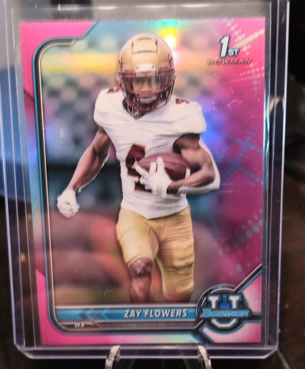 2022 Bowman University Chrome ZAY FLOWERS 1st Bowman Pink Parallel