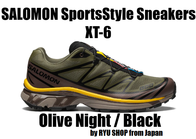Salomon XT-6 Sneakers in Olive Night Black Sulphur