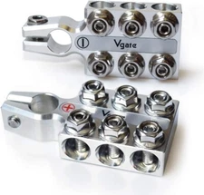 12-Way Battery Terminal Clamps - 8AWG to 4/0AWG, SAE/DIN/EN Top Post Connectors