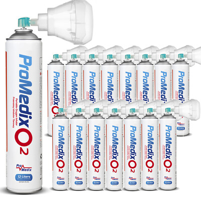 16x Medizinischer Sauerstoff Atemhilfe Dose 12L o2 Mundstück Inhalierbar 99,4%
