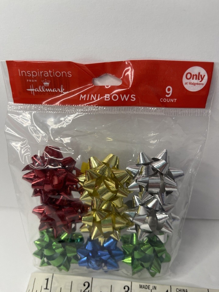 MINI GIFT BOWS 9 COUNT HALLMARK EXPRESSIONS PEEL AND STICK ASSORTED ...