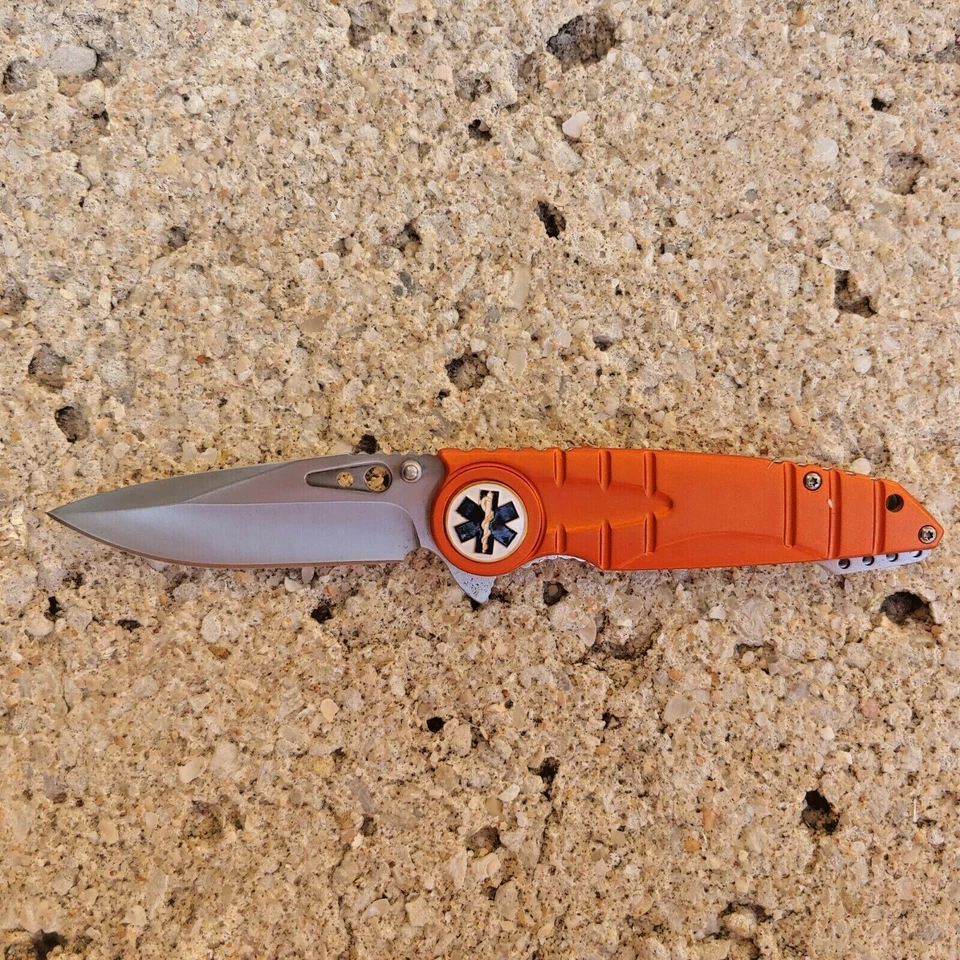 Cuchillo de Rescate Asistido por Resorte EMS Paramédico 8" - Navaja de Bolsillo de Combate Táctico EDC Foto 2 de 4