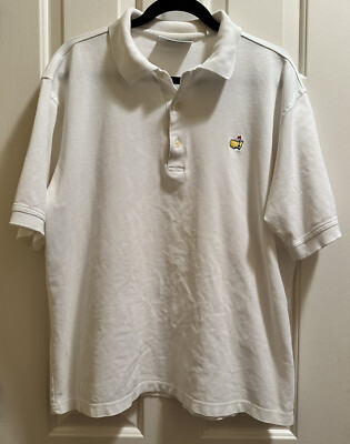 Augusta National Golf Shop Masters Polo Mens L Wht 60s Two Ply Mercerized Cotton