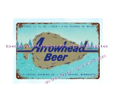bar design 1960s Arrowhead Beer Cold Spring Brewing Co Minnesota metal tin sign