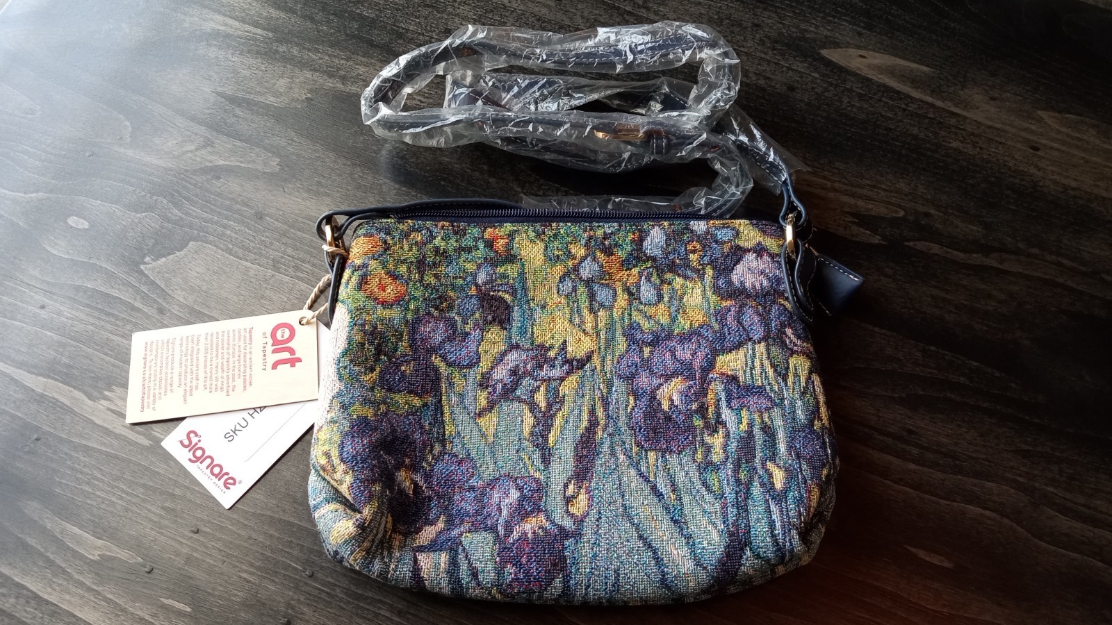 Signare Art Tapestry Crossbody Purse, Van Gogh Irises