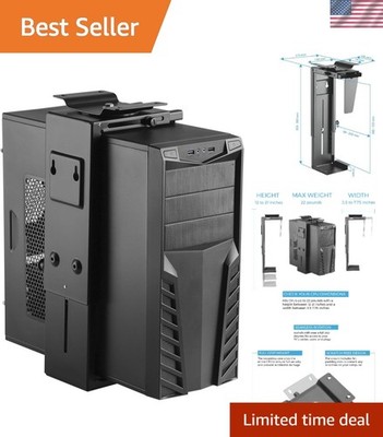 Under Desk Adjustable CPU Mount - Fits Most Cases, Easy Install & 22 lb Support