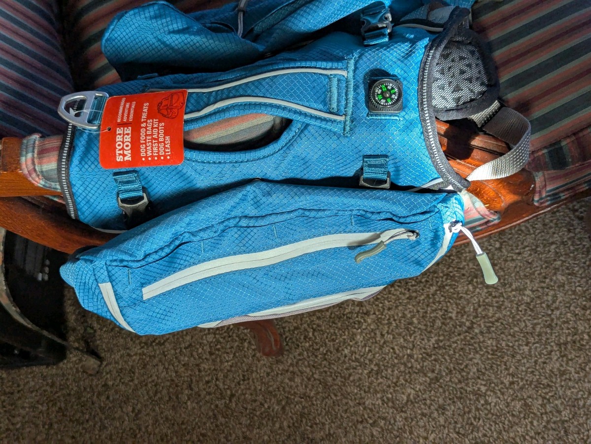 Arcadia Trail Ultimate Backpack Dog Harness Blue Compass