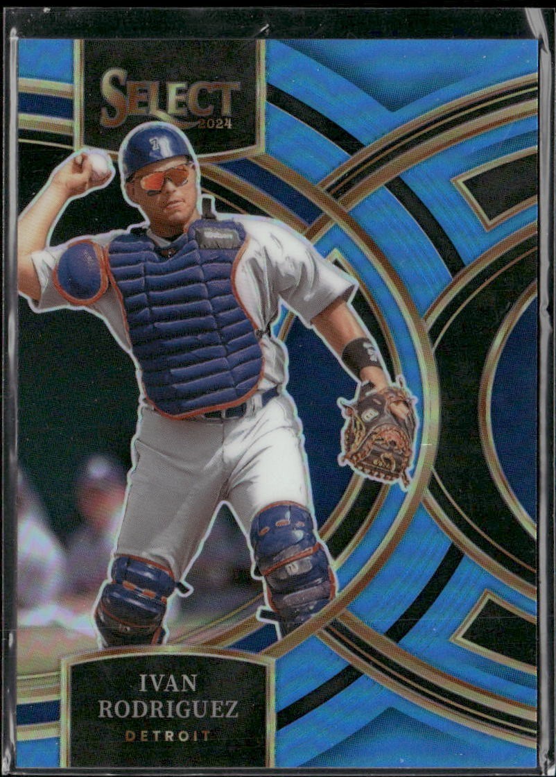 2024 Panini Select Premier Level Blue Prizm /199 Ivan Rodriguez #74 Tigers