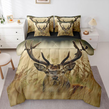 7-Pc Queen Comforter Set, Rustic Deer Hunting Theme Bed Set