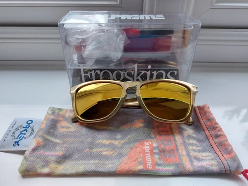 Oakley Supreme Frogskin Gold avec verres iridium 24 carats Neuf dans sa boîte Beyond Rare 2007