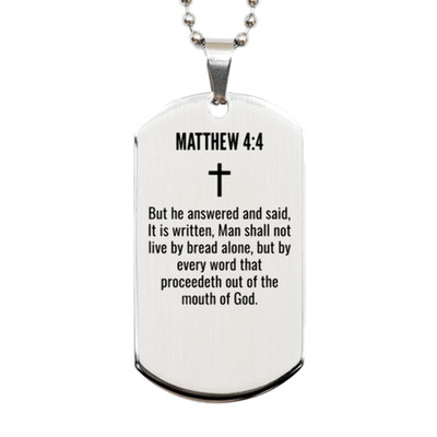 Matthew 4 4 Gifts - Matthew 4 4 Dog Tag Necklace
