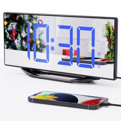 Alarm Clock for Bedroom,8.7''Big Display Digital LED Mirror Clock with 2 Alarm...