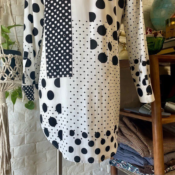 Calvin Klein Polka Dot Panel Patchwork Print Shir… - image 10