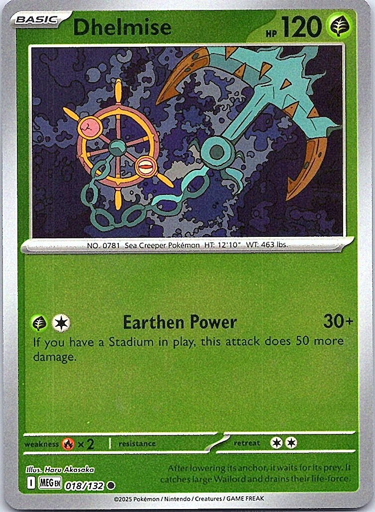 Dhelmise Common Grass Reverse Holo ME01: Mega Evolution 018/132 NM