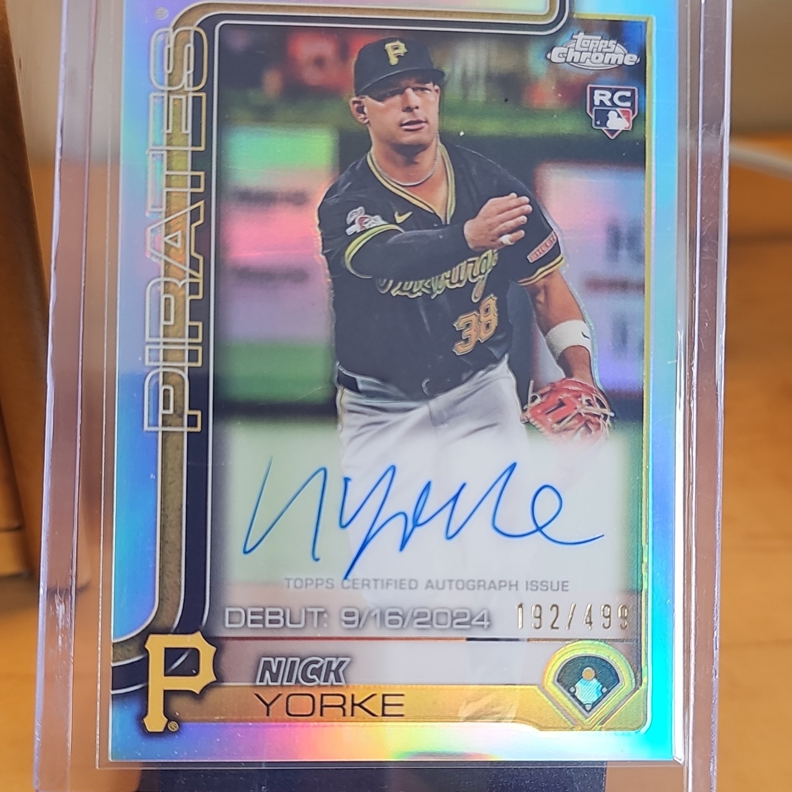 Topps 2025 Chrome Rookie Autographs Nick Yorke RA-NY Refractor /499 Pirates