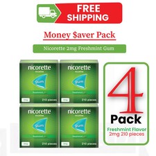 4 x Nicorette Fresh mint Gum 2Mg 210 Pieces PACK OF 4