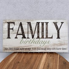 Wooden Family Birthday Calendar Board Wall Hanging With 24 Tags Country