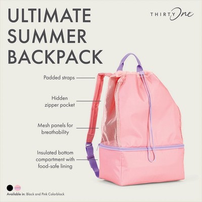 Thirty-One Gifts Thirtyone 31 Gifts Ultimate Summer Backpack NEW Pink Colorblock