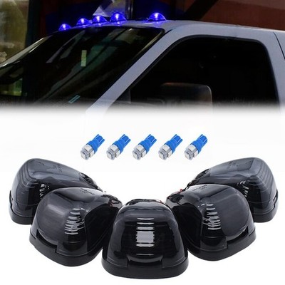 Black Smoke Lens Cab Marker Lights w/Blue LEDs for Ford Super Duty 19992016