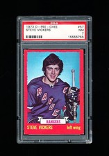 1973 OPC HOCKEY 57 STEVE VICKERS PSA 7 NEAR MINT RANGERS