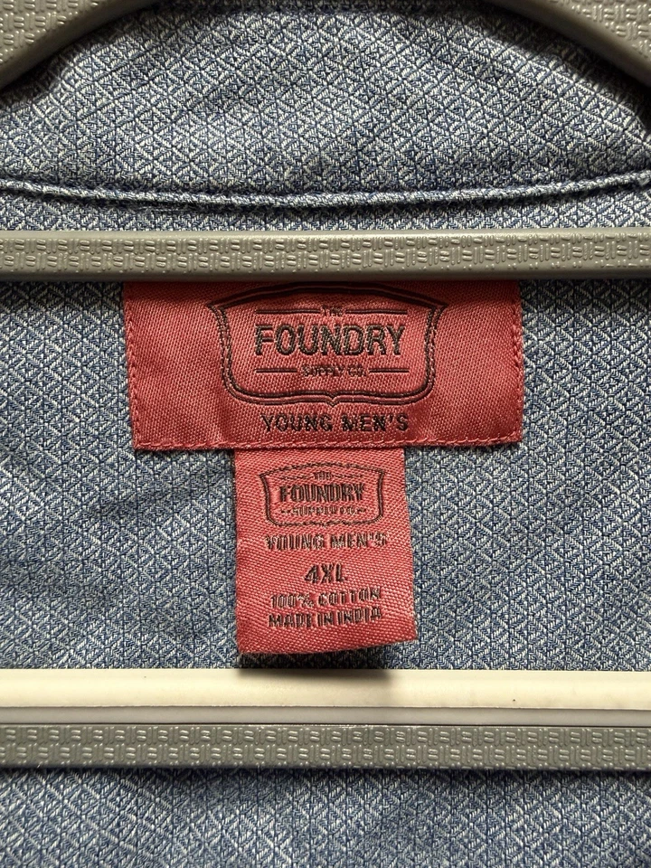 Camisa informal azul con botones The Foundry Supply Co Foto 3 de 4